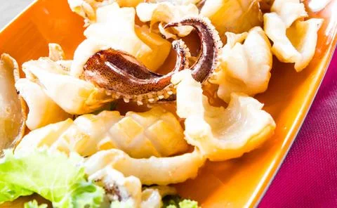 Dried squid fried Stock Photos