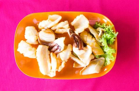 Dried squid fried Stock Photos