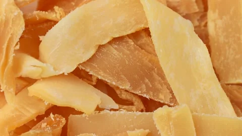 Dried squid rings circle rotation close up top view Stock Footage 306047087