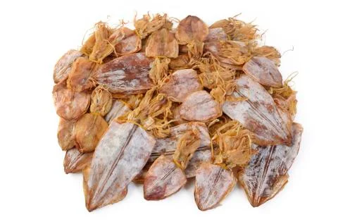 Dried squid on white background Stock Photos