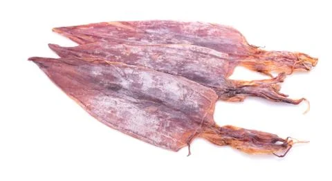 Dried squid on white background Stock Photos