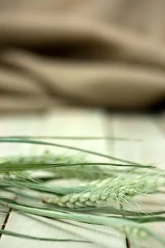 Dried straw on a rustic surface Stock Photos