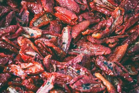 Dried tomatoes abstract background Stock Photos