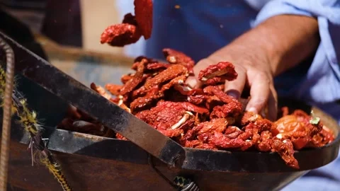 Dried Tomatoes are Separated and Cleaned14 Stock Footage 294080216