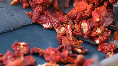 Dried Tomatoes are Separated and Cleaned Stock Footage 294080460