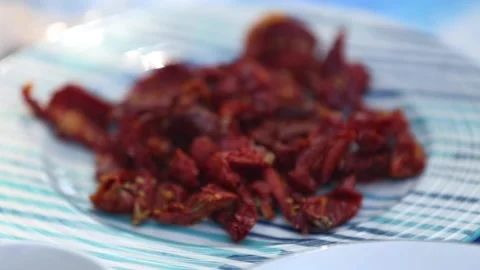 Dried tomatoes in a plate Stock-Footage 133749148