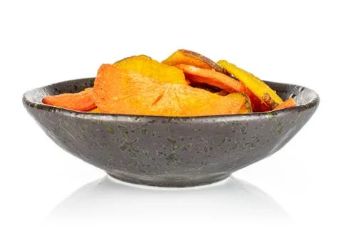 Dried vegetable chips isolated on white 스톡 사진