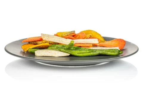 Dried vegetable chips isolated on white Stock Photos