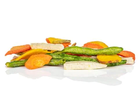 Dried vegetable chips isolated on white Stock Photos