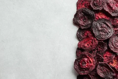 Dried vegetables chips from beet Stock Photos