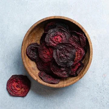 Dried vegetables chips from beet Stock Photos