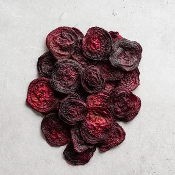 Dried vegetables chips from beet Stock Photos