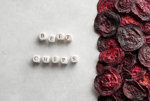 Dried vegetables chips from beet Stock Photos