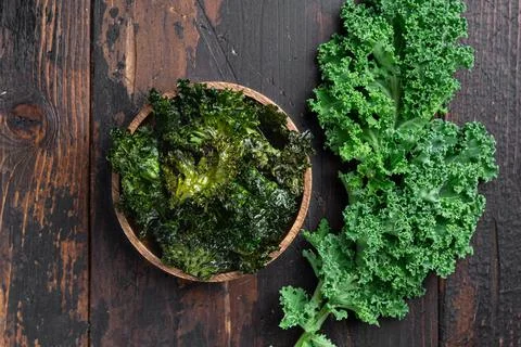Dried vegetables chips from kale Stock Photos
