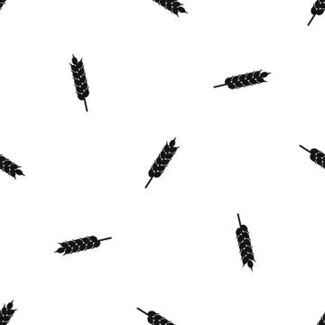 Dried wheat ear pattern seamless black Stockillustratie