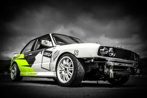 Drift car BMW E30 VB Turbo Stock Photos