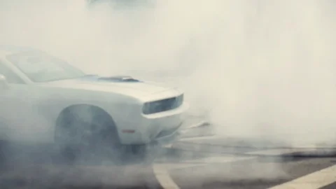 Drift car on a city street. Close-up. Thick smoke from car tires Stock Footage