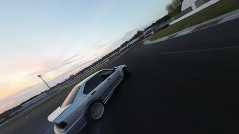 Drift car from FPV drone slow motion Stock Footage 254068752