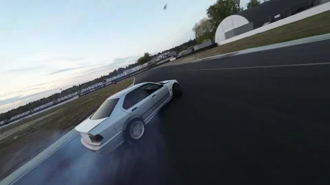 Drift car from FPV drone slow motion Stock Footage 254068760