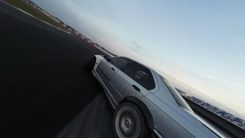 Drift car from FPV drone slow motion Stock Footage 254068810