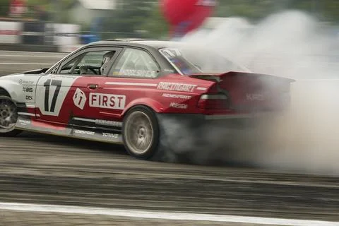 Drift car overcome the track Stock Photos