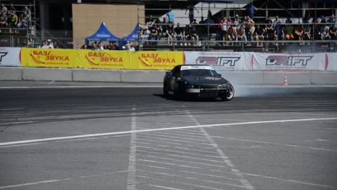 Drift car overcome turn track Stock Footage 71281677