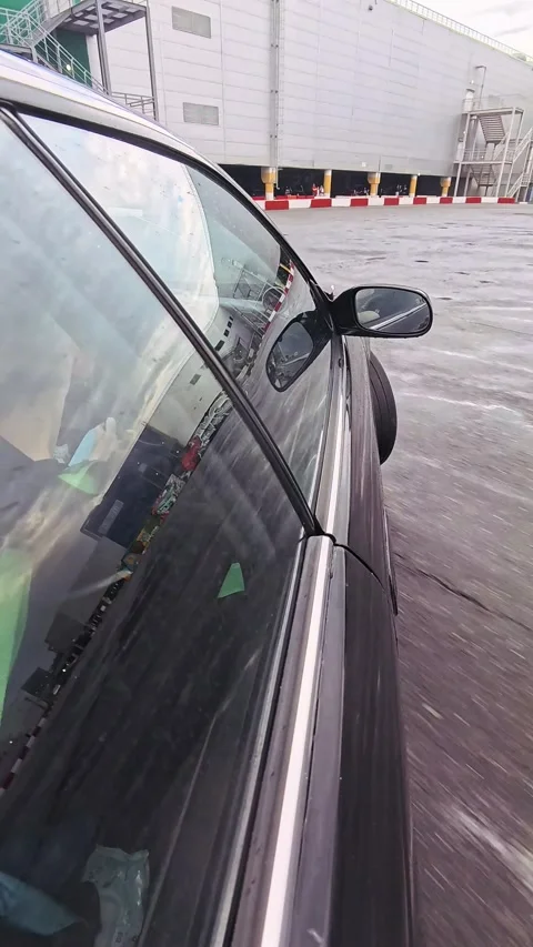 The drift car performs a demonstration performance on the site of the Mega .. Stock Footage 276441171