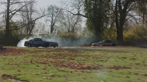 Drift car racing at track.  Editorial use only. Stock Footage 125394149
