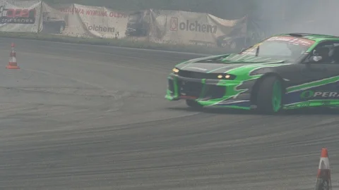 Drift car in smoke Stock Footage 101708007