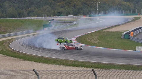 Drift car in smoke Stock Footage 102061473