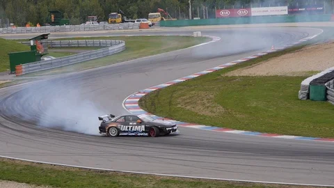 Drift car in smoke Stock Footage 102064306