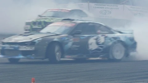 Drift car in smoke Stock Footage 102065314