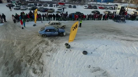 Drift competition track aerial view Stock Footage 62022151