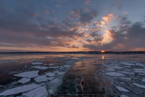 Drift ice in Abashiri Stock Photos