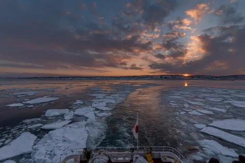 Drift ice in Abashiri Stock Photos