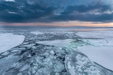 Drift Ice in Abashiri Foto stock