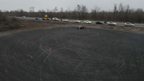 Drift races, drift track, drone videos, beautiful cars, car stunts. Stock Footage 150971288