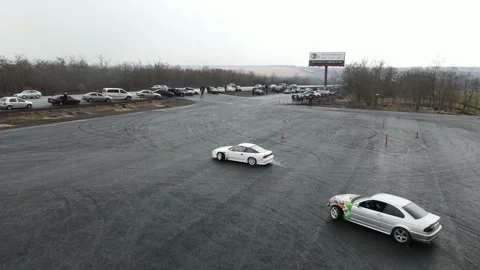 Drift races, drift track, drone videos, beautiful cars, car stunts. Stock Footage 150971988
