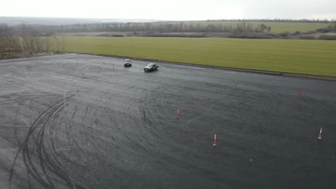 Drift races, drift track, drone videos, beautiful cars, car stunts. Stock Footage 150972545