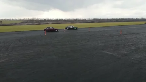 Drift races, drift track, drone videos, beautiful cars, car stunts. Stock Footage 150972864