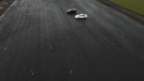 Drift races, drift track, drone videos, beautiful cars, car stunts. Stock Footage 150972905