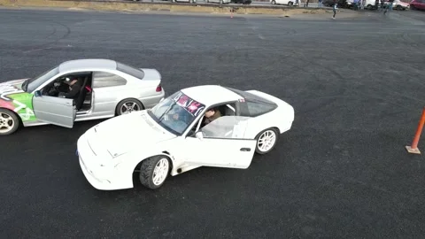 Drift races, drift track, drone videos, beautiful cars, car stunts. Stock Footage 150973629