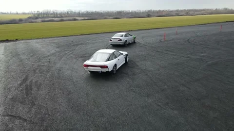 Drift races, drift track, drone videos, beautiful cars, car stunts. Stock Footage 150973943