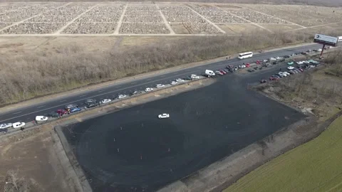 Drift races, drift track, drone videos, beautiful cars, car stunts. Stock Footage 150974216