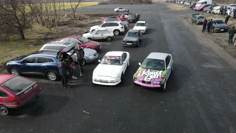 Drift races, drift track, drone videos, beautiful cars, car stunts. Stock Footage 150974478