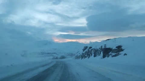 Drift snow over the road Stock Footage 265706281