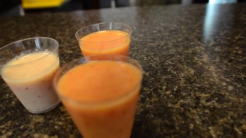 Drift tracking shot of smoothies Stock Footage 78547178
