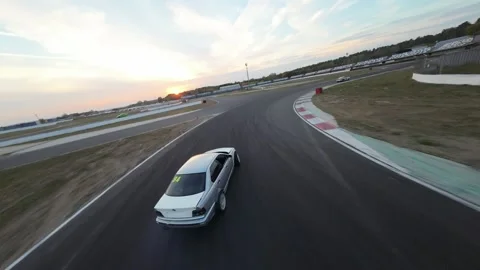 Drift training cars driving, FPV drone Stock Footage 252736280
