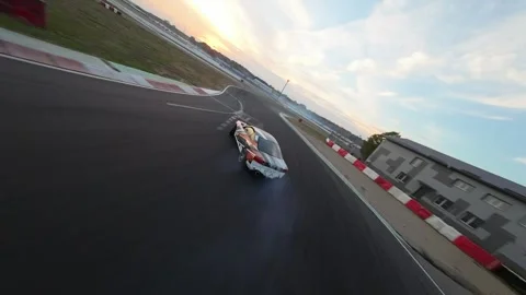 Drift training cars driving, FPV drone Stock Footage 252736745