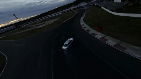 Drift training cars driving, FPV drone Stock Footage 253853095